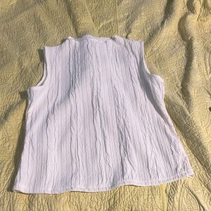 Sleeveless White Textured Women's Top